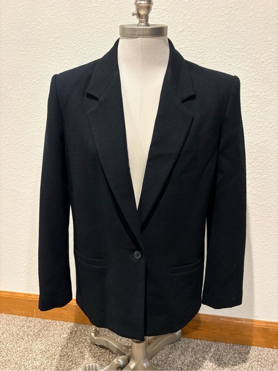 Prophecy Jackets & Blazers - Vintage 80s 90s Prophecy Women’s Blazer Boxy 1 Button Wool‎ Lined Black Size 8